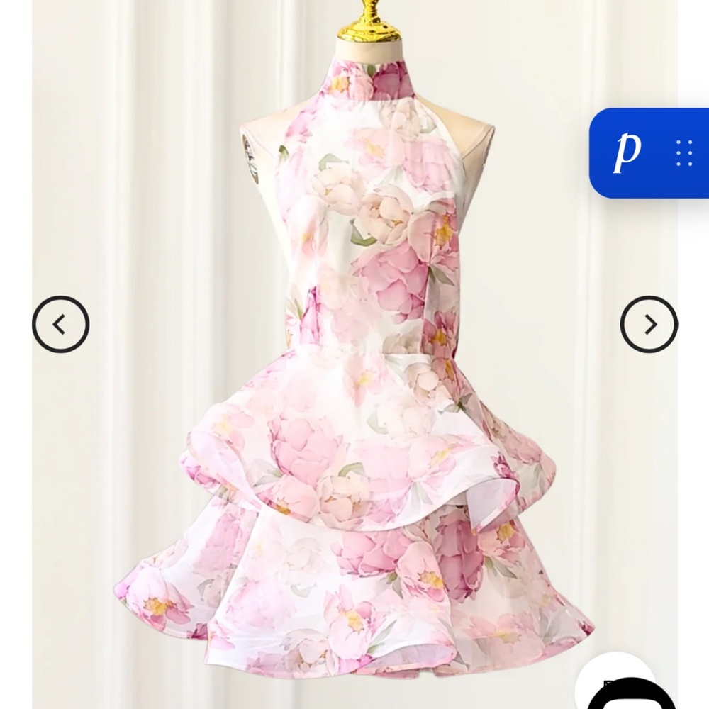 Floral Halter Mini Dress in Pink
